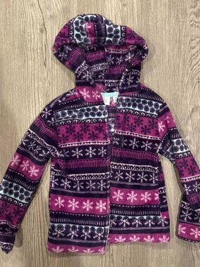Kids Korner Snowflake Fleece Zip Hoodie 4T Purple Winter Jacket